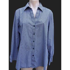 Foxcroft Womens Black White Checked Blouse Shirt Size XL Collar Button Cuffs V